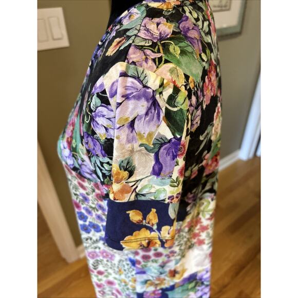JOHNNY WAS LA Floral Patchwork Print Viscose Bamboo/Spandex Stretch Tee S loose - Picture 5 of 16